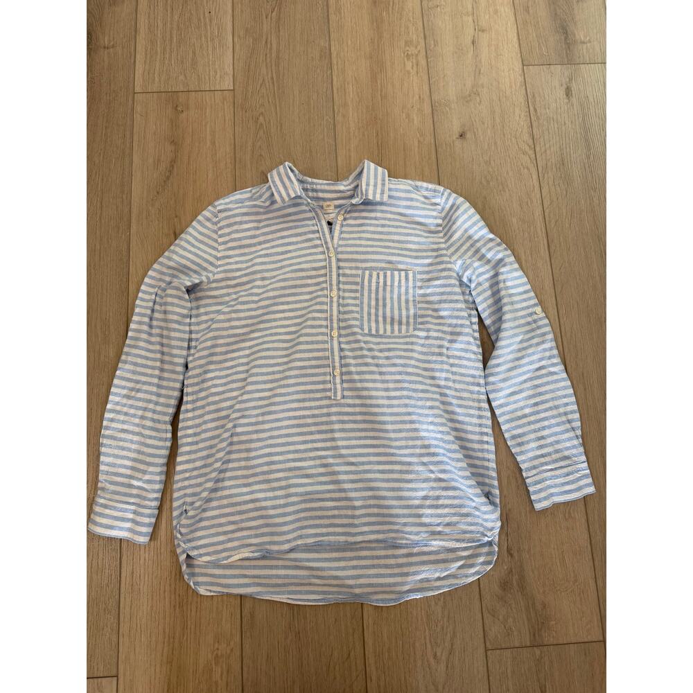 Loft Women’s Blue & White Striped Collared Tunic Sz L